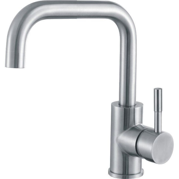 Смеситель для кухни/мойки HAIBA однозахватный, поворотный, латунный, с высоким изливом, длина 150 мм, латунь, цвет серый