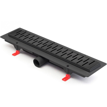 Водоотводящий желоб MCH CH 450 LC Medium с решеткой нерж, черный 450х60х1,5 гидрозатвор + с сухим затвором, трап линейный для душа в полу, под плитку, сливной душевой лоток