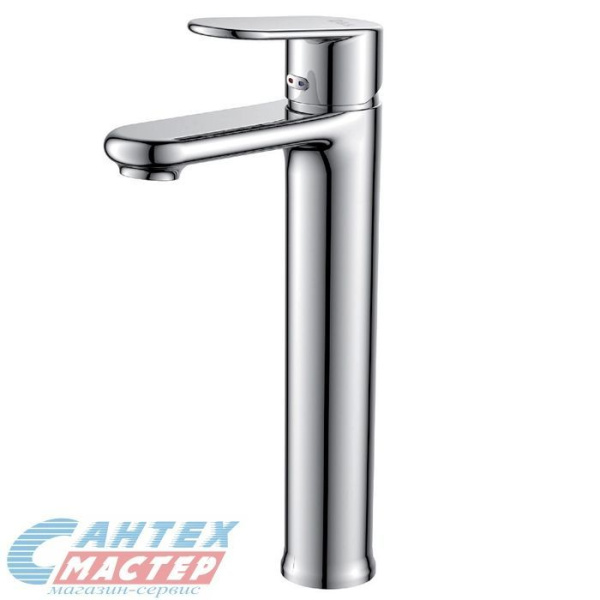 Смеситель для раковины D&K Speyer Rhein однорычажный, высокий, излив короткий, длина 113 мм, керамический, латунь, цвет хром, без донного клапана