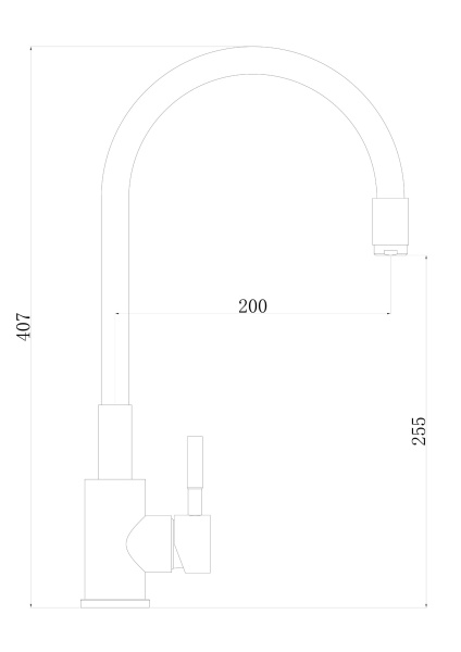 Смеситель для кухни/мойки Ukinox UM2106 - 26 BL однорычажный, поворотный/гибкий, керамический, длина излива 200 мм, нержавеющая сталь, цвет уголь/черный