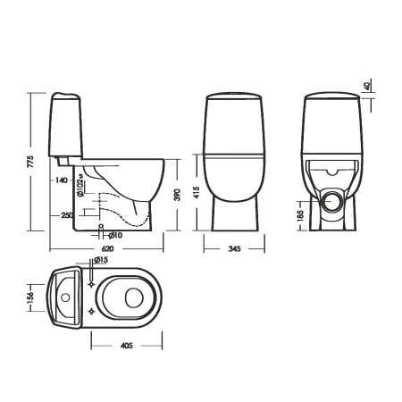 Унитаз компакт Sanita Luxe Best SL DM, белый, универсальный выпуск, напольный, сиденье дюропласт с микролифтом,clip up, арматура двухреж. Oliveira