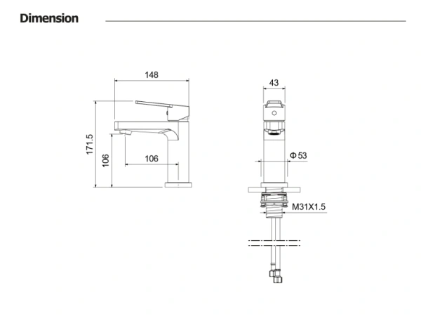Смеситель для раковины/умывальника Aquatek Лугано однорычажный, неповоротный, фиксированный излив, длина 106 мм высота 106 мм, латунь, цвет шлифованное золото