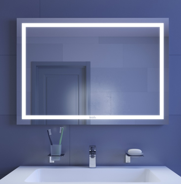 Зеркало IDDIS Zodiac, 100х70 см, с LED/ЛЕД-подсветкой, прямоугольное,  без антизапотевания, выключатель механическйий, вертикальное, для ванны, навесное/подвесное/настенное
