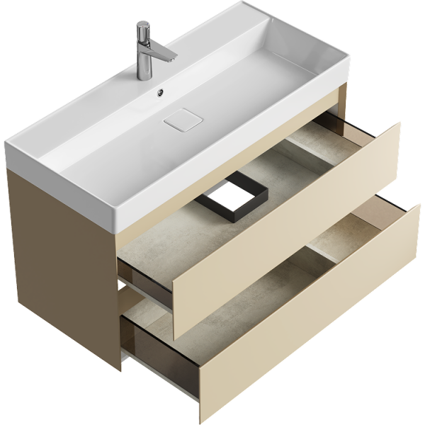 Тумба под умывальник AQWELLA Geometria 100 см морская дюна, 2 ящика