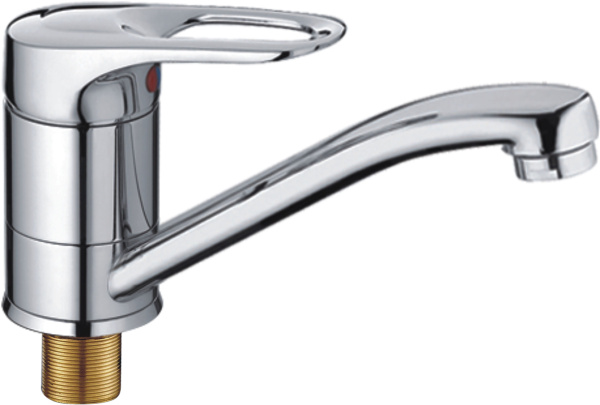 Смеситель для кухни/мойки HAIBA однозахватный, поворотный, латунный, с изливом, латунь, цвет хром