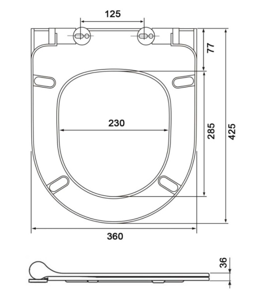 Cиденье для унитаза Aquatek Мия 42,5х36х3,6 см дюропласт, цвет матовый черный, с крышкой, быстросъемное, микролифт (SoftClose), крепление
