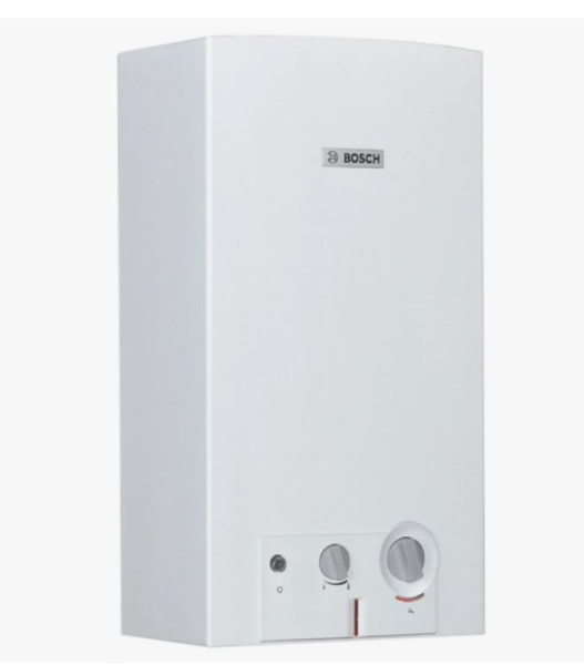 Газовая колонка Bosch WR 13-2 B 7-22,6 кВт автоматический розжиг от батареек, (водонагреватель газовый проточный) настенный, вертикальный, (цвет белый, прямоугольный, плоский)