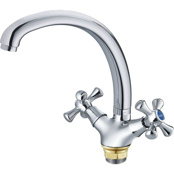 Смеситель для кухни/мойки HAIBA CRON двухвентильный, поворотный, длина 212 мм, силумин, цвет хром