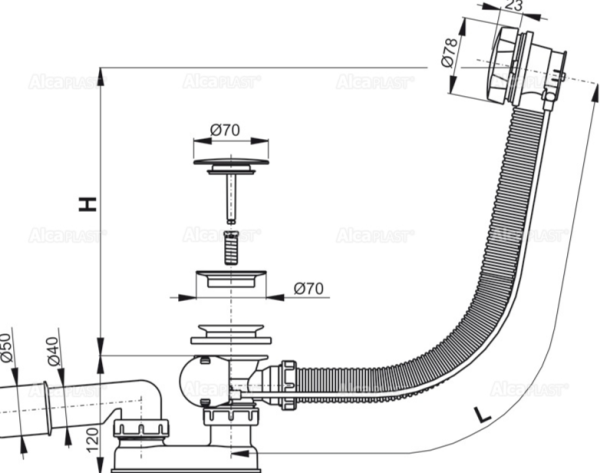 Обвязка Alcaplast для ванны автомат A55KM AG210125260