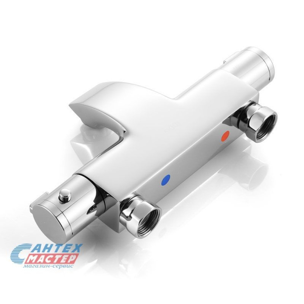 Смеситель для ванны/душа Iddis Uniterm термостатный, керамический, настенный, излив 193 мм, латунь, цвет хром, короткий, универсальный, горизонтальный, кран, комплект, сантехника, размер, характеристики, высота, расстояние (Иддис)