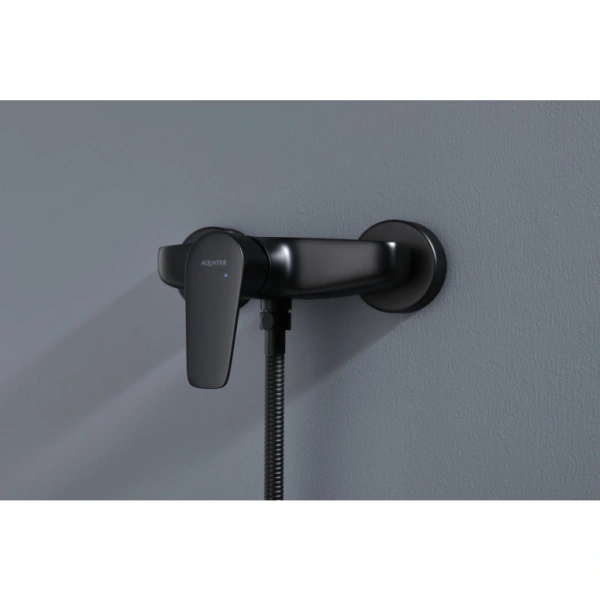 Смеситель для душа Aquatek Бетта однорычажный, настенный, латунь, керамический, без излива, без шланга и лейки, цвет матовый черный