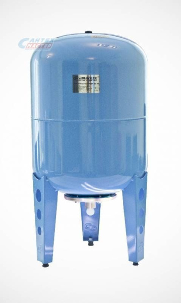 Бак расширительный 80 л (синий) Джилекс ВП 80 на ножках, на пол, вертикальный, мембранный, накопительный, напольный, для воды, антифриза, системы водяного отопления закрытого типа ФЛАНЕЦ  Пластик, латунь