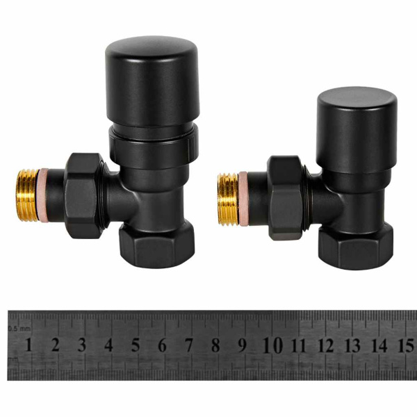 Комплект клапанов термостатических STOUT Design цвет черный, угловой 1/2" для радиатора отопления