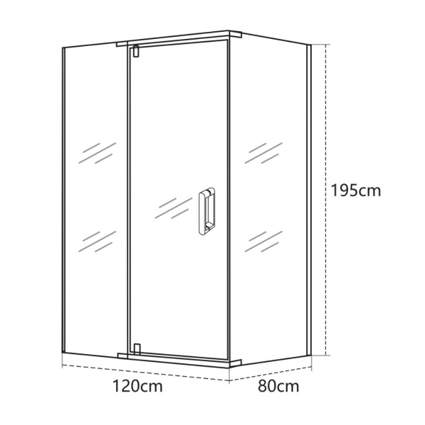 Душевой уголок Olives Viar 120х80х195 см без поддона, прямоугольный, стекло прозрачное 6 мм, без крыши, распашная, алюминиевый профиль (хром) VR-128CS-SW-C