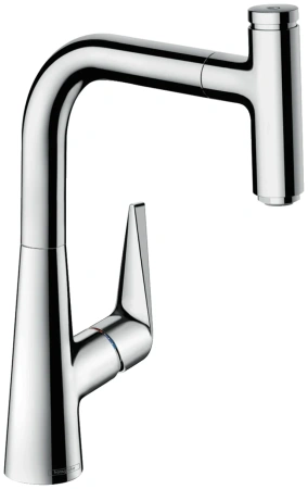 Смеситель для кухни/мойки Hansgrohe Talis Select M51, 220 1jet, однорычажный, керамический, с поворотным/вытяжным изливом, длина 20,8 см, латунь, цвет хром