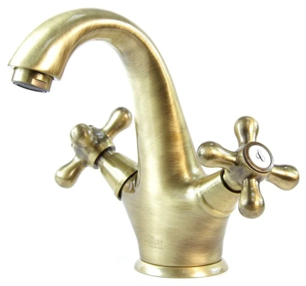 Смеситель для раковины Webert Armony двухвентильный, неповоротный, длина 116 мм, латунь, цвет бронза