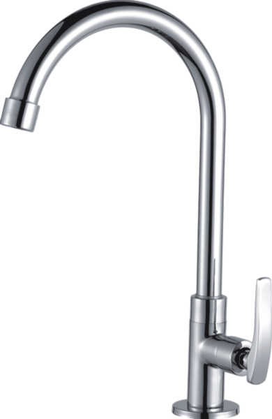 Смеситель для кухни/мойки HAIBA CRON обновентильный, для холодной воды, поворотный, длина 150 мм, силумин, цвет хром