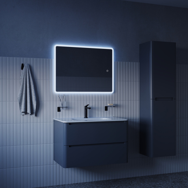 Зеркало IDDIS Uniq 80х60/60х80 см универсальное, с LED/ЛЕД-подсветкой 3в1, два навеса, прямоугольное, выключатель сенсорный, для ванны, навесное/подвесное/настенное