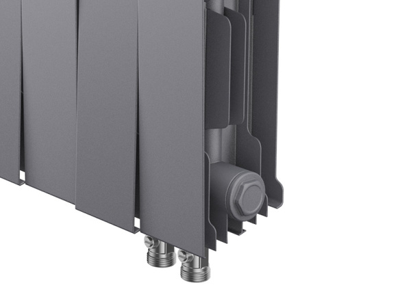 Радиатор отопления Royal Thermo PianoForte 200 Silver Satin VDR (12 секций) биметаллический, нижнее, правое подключение, для квартиры, дома, водяные, мощность 1212 Вт, настенный, серебристый
