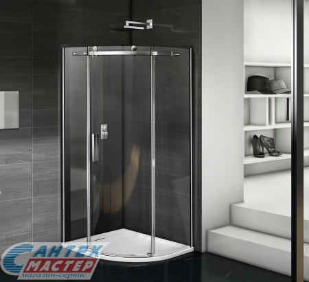 Душевое ограждение BAS Galaxy R-100-C-CH 100х100х195 см, Good Door правое/левое, полукруглый, из прозрачного стекла, раздвижной, профиль хром, (душевой уголок, перегородка без поддона), угловой, четверть круга, стеклянное