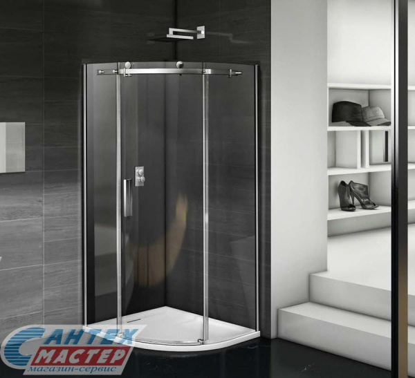 Душевое ограждение BAS Galaxy R-100-C-CH 100х100х195 см, Good Door правое/левое, полукруглый, из прозрачного стекла, раздвижной, профиль хром, (душевой уголок, перегородка без поддона), угловой, четверть круга, стеклянное