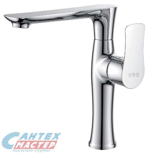 Смеситель для кухни/мойки D&K Reisling Rhein однорычажный, керамический, с высоким изливом, длина 173 мм, поворотный, латунь, цвет хром, ёлочка, кухонный, хромированный, вертикальный, кран, комплект, сантехника, водопроводные, размер, характеристики