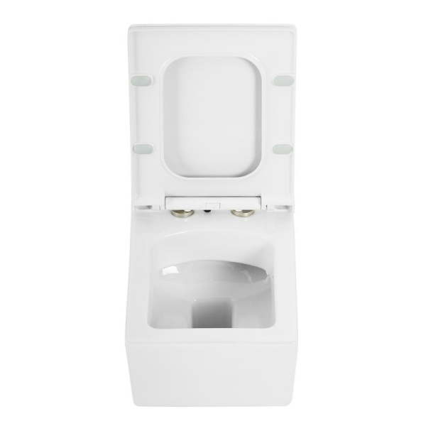 Унитаз подвесной Cezares Cadro, белый, горизонтальный (прямой) выпуск, безободковый, без сиденья, антивсплеск, под скрытый бачок