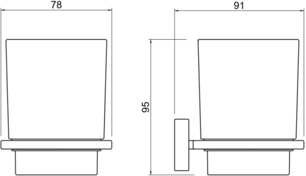 Стакан с держателем Aquatek Либра настенный, латунь/стекло/нержавеющая сталь, квадратный, для душа/ванны/зубных щеток, в ванную комнату, цвет матовый черный