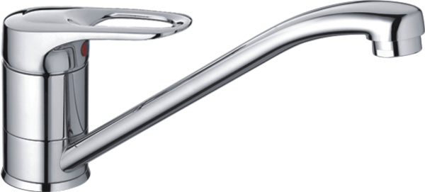 Смеситель для кухни/мойки HAIBA однозахватный, поворотный, латунный, с длинным изливом, длина 239 мм, латунь, цвет хром