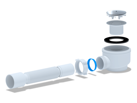 Сифон ANI (Ани-пласт) для душевого поддона 1 1/2" *50*60 с гибкой трубой 375*40/50 хром, полипропилен E415C