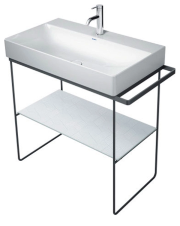 Консоль DURAVIT DuraSquare для раковины 86,5x45,1x79 см, напольная, цвет матовый черный, металлический каркас под раковину, тумба, прямоугольная, с полкой, с полотенцедержателем