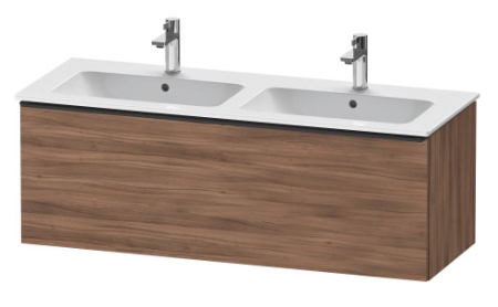 Тумба под раковину Duravit D-Neo, 128х46,2х44 см, подвесная, 1 выдвижной ящик, ДСП, цвет: орех матовый, шкафчик навесной, прямоугольная, правая/левая, в ванную комнату