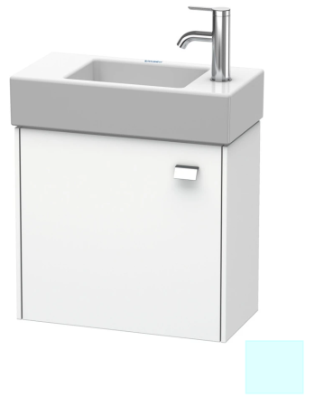 Тумба под раковину Duravit Brioso, 48,4х33,9х44,2 см, подвесная, с распашной дверцей, ДСП, цвет: светло-голубой/хром, шкафчик навесной, прямоугольная, левая, в ванную комнату