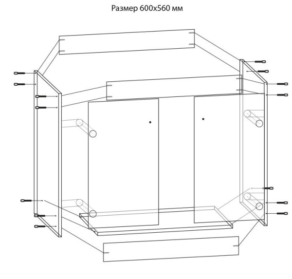 Тумба под мойку ЛесМаркет 60х60, напольная, цвет венге, 2 двери, ЛДСП, подстолье, квадратная, универсальная (правосторонняя/левосторонняя), на кухню