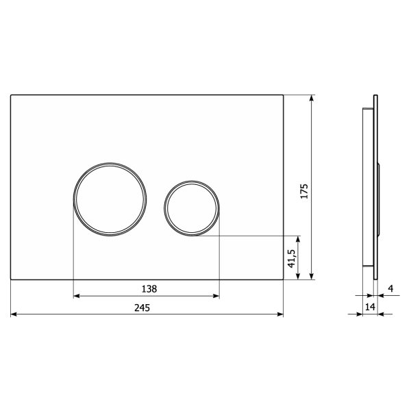 Кнопка смыва KK-POL Mitis Grande Orbis прямоугольная, цвет черный матовый, пластик, клавиша управления для сливного бачка, инсталляции унитаза, двойная, механическая, панель, универсальная, размер 245х175х14 мм