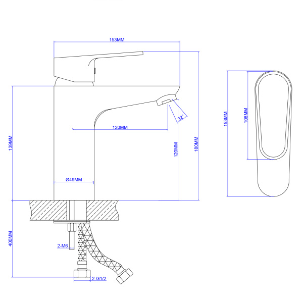 Смеситель для раковины/умывальника AQUEDUC однорычажный, неповоротный, длина излива 120 мм высота 120 мм керамический, цинк, цвет хром 346144