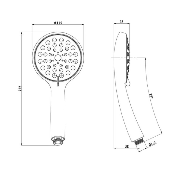 Душевая лейка Olives D189 округлая, 3 режима, пластик, цвет хром, для душа/ванной, душевой, универсальная, стандартная