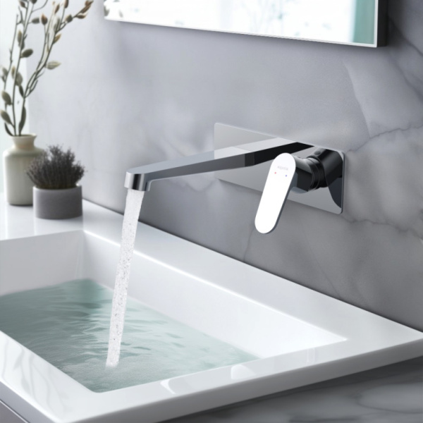 Смеситель для раковины/умывальника Aquatek Оберон встраиваемый, однорычажный, неповоротный, латунь, длина излива 184 мм, керамический, цвет хром