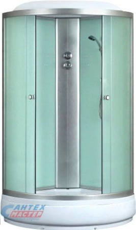 Душевая кабина 100х100х220 см Niagara Classic поддон средний, полукруглая, угловая, стекло матовое, задние стекла белые, с верхним душем, без гидромассажа, смеситель, профиль хром матовый, прозрачное стекло, белая, закрытая