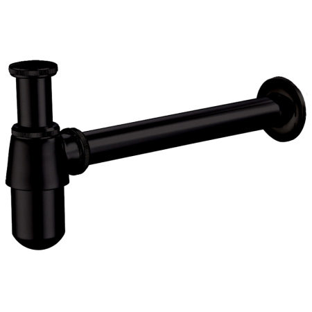 Сифон TeRma Classica black pearl для раковины, бутылочный 1 1/4"латунный, без выпуска, черный