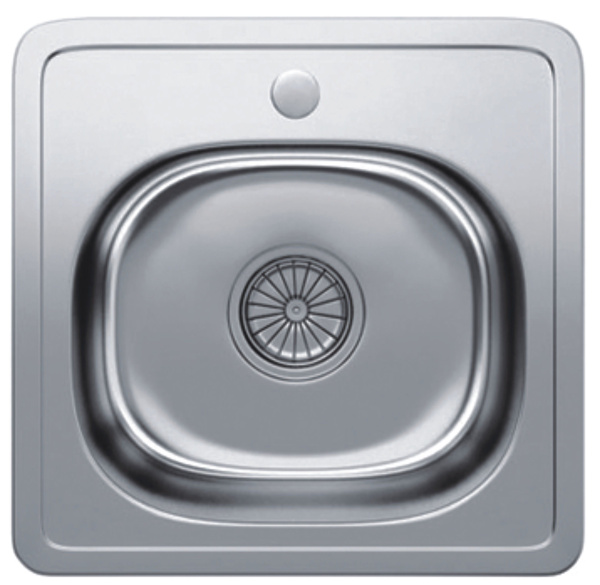 Мойка кухонная HAIBA 38х38 см, матовая сталь, встраиваемая, из нержавеющей стали, квадратная, цвет хром, с отверстием под смеситель, без слива-перелива, для кухни
