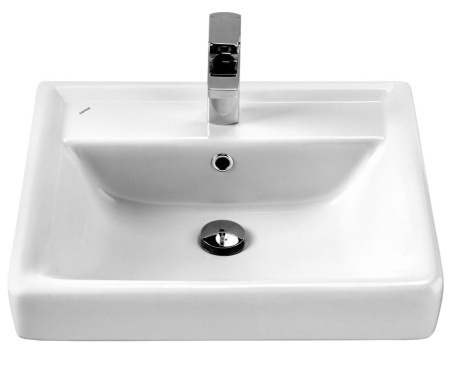 Раковина Santek Тигода 55, 55х47,5х18 см, накладная, прямоугольная, классическая/стандартная, цвет белый, керамическая/фарфоровая, отверстие под смеситель, слив-перелив