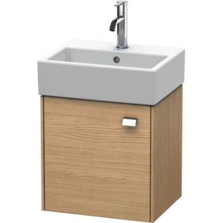 Тумба под раковину Duravit Brioso, 43,4х33,9х44,2 см, подвесная, с распашной дверцей, ДСП, цвет: дуб европейский/хром, шкафчик навесной, прямоугольная, левая, в ванную комнату