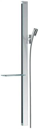 Душевая штанга Hansgrohe Unica E, настенный монтаж, высота: 94.5 см, комплект: душевая штанга/ползунок/держатель для душа/полочка/шланг для душа 160 см, алюминиевая/стеклянная, цвет: хром, для душа/ванной