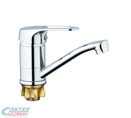 Смеситель для кухни/мойки G-lauf однорычажный, поворотный, керамический, с изливом, длина 139 мм, латунь, цвет хром, кухонный, хромированный, вертикальный, однорукий, одноручный, однозахватный, одноручковые, кран, комплект, сантехника, водопроводные