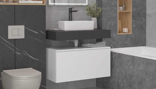 Тумба Velvex Unit 800-0-2, 800х480х400 мм, подвесная, цвет белый матовый, два выдвижных ящика (один внутри другого), универсальная, в ванную комнату