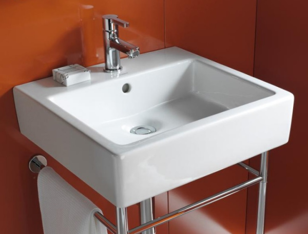 Раковина DURAVIT Vero WonderGliss, 50х47х17,5 см, подвесная, прямоугольная, санфарфор, цвет белый, с 1 отверстием под смеситель, антигрязевое покрытие, слив/перелив