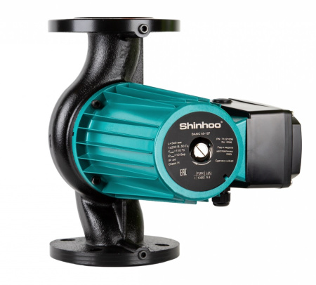 Насос циркуляционный Shinhoo BASIC 65-12SF фланцевый, с мокрым ротором Ду 65", L 300 мм, напор 10 м.,20 м³/ч, 6 бар для систем отопления и кондиционирования, трехфазный