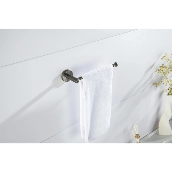 Полотенцедержатель Aquatek Европа одинарный, 271 мм настенный, неповоротный, нержавеющая сталь/латунь, для полотенец в ванную/туалет/душевую кабину, цвет оружейная сталь