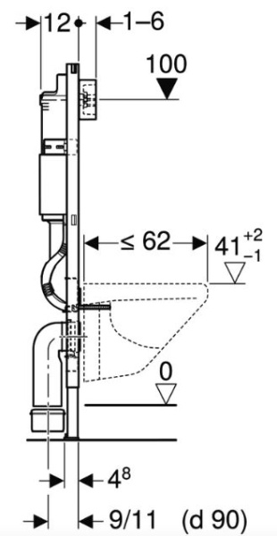 Инсталляция Geberit Duofix для подвесного унитаза, со смывным бачком Delta, смывная клавиша Delta50, черный глянцевый 458.128.DW.1